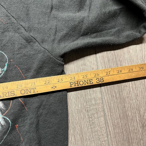 Vintage 1980s Black Native Art Hand Painted Raglan Sweatshirt Medium - Picture 7 of 8